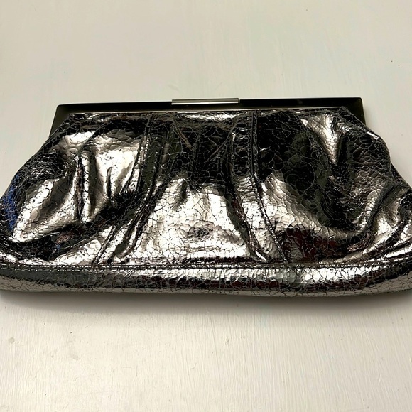 Calvin Klein Vintage Crackle Silver Clutch Purse - Picture 1 of 9